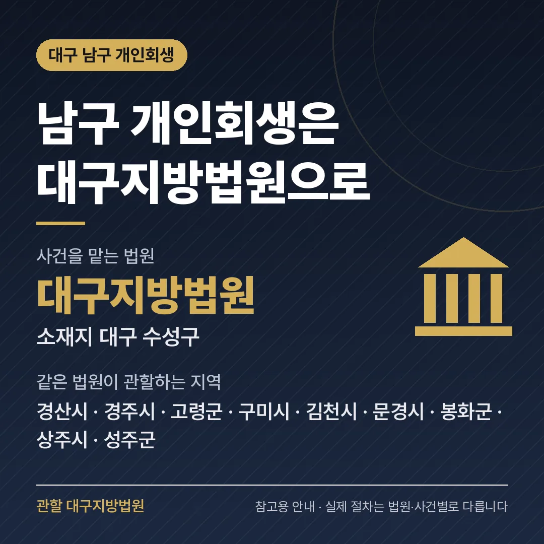 대구 남구 개인회생 관할 법원 — 대구지방법원 대구 남구 개인회생 관할 법원 — 대구지방법원
