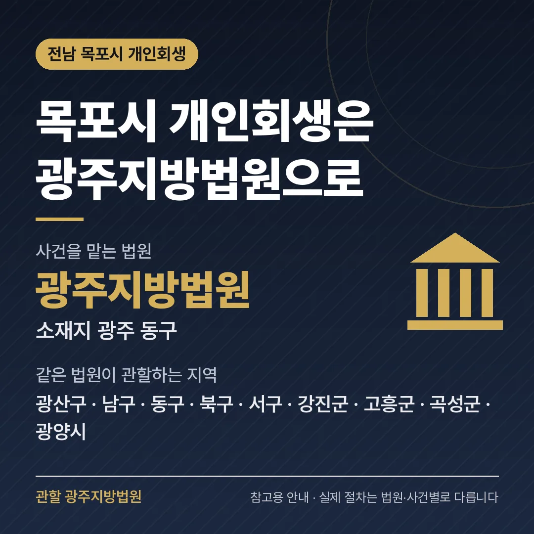 전남 목포시 개인회생 관할 법원 — 광주지방법원 전남 목포시 개인회생 관할 법원 — 광주지방법원