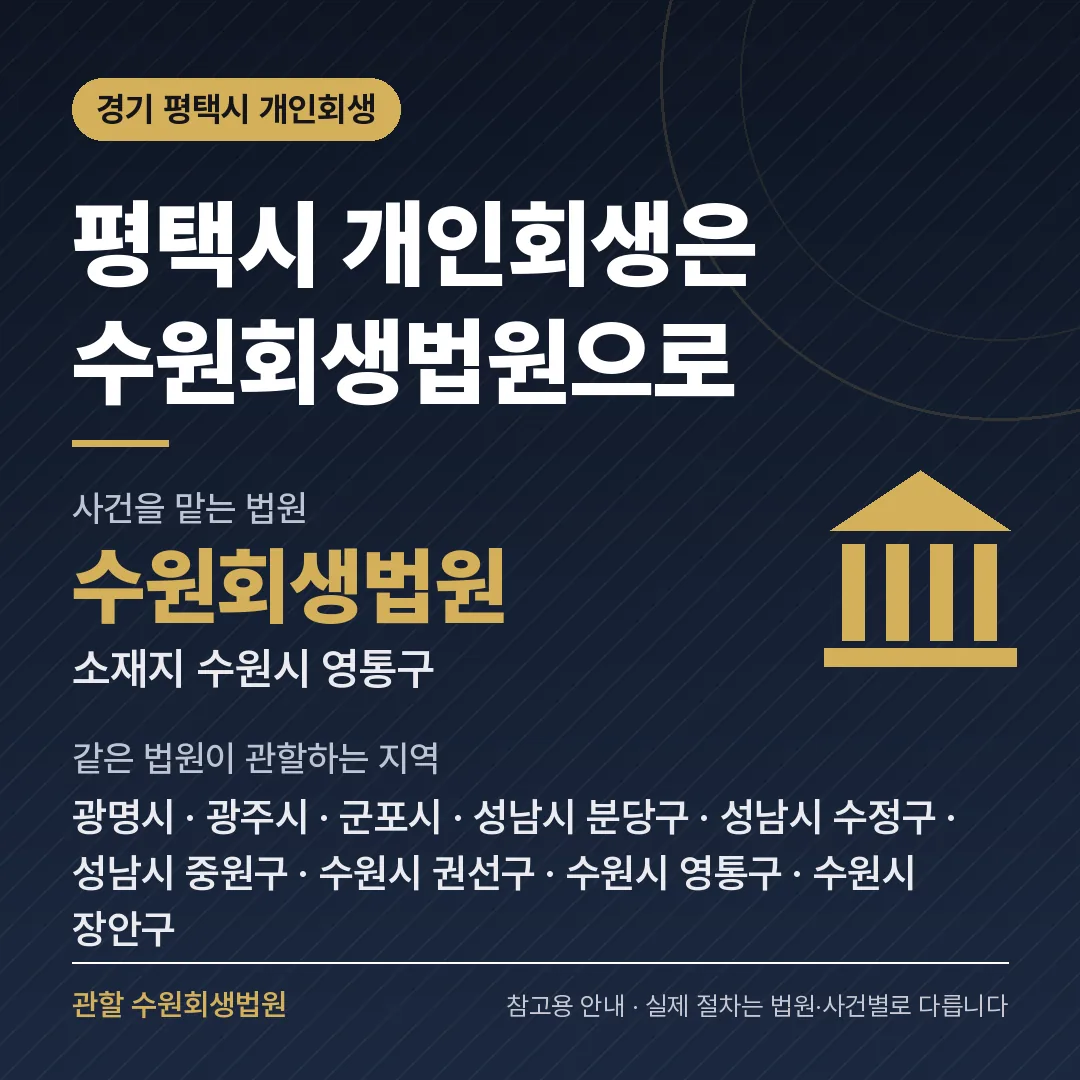 경기 평택시 개인회생 관할 법원 — 수원회생법원 경기 평택시 개인회생 관할 법원 — 수원회생법원