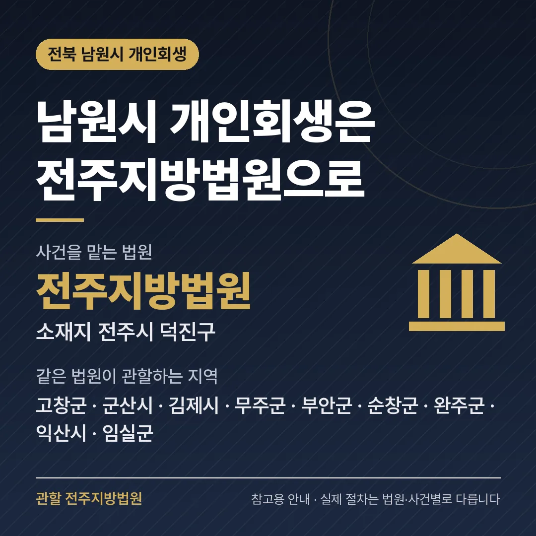 전북 남원시 개인회생 관할 법원 — 전주지방법원
